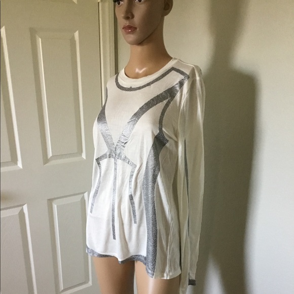 NWT Herve Leger’ Silver Foiled Top - Picture 2 of 6
